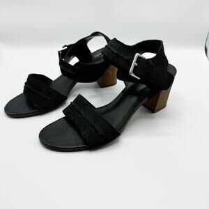 Clarks Karseahi Heeled Sandals Black Leather Size 9